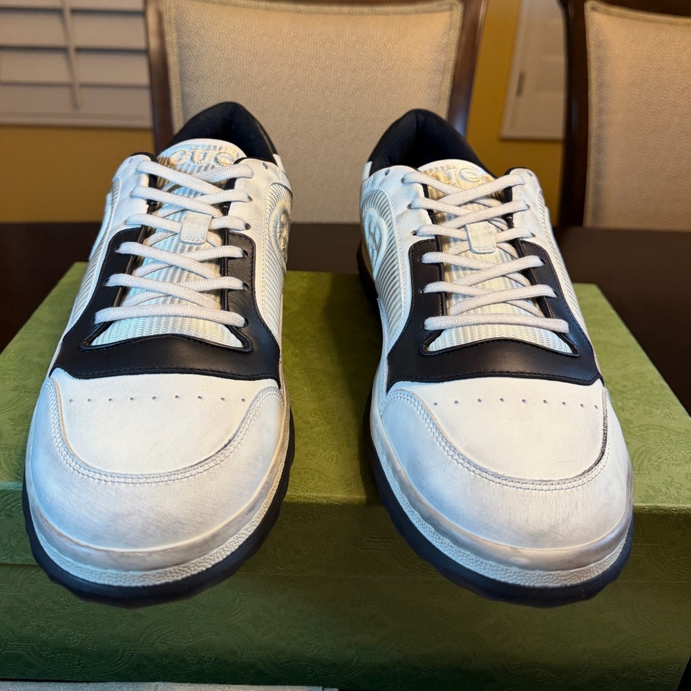 New Authentic Gucci Mac80 GG Logo Sneaker Shoes White Black Size UK 12 /US 12.5 - Picture 5 of 16